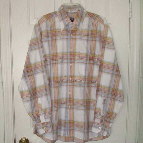 Ike Behar Mens L/S Rainbow Cotton Plaid Button-down Dress Shirt NWOT- Size 17/36 - Picture 1 of 3